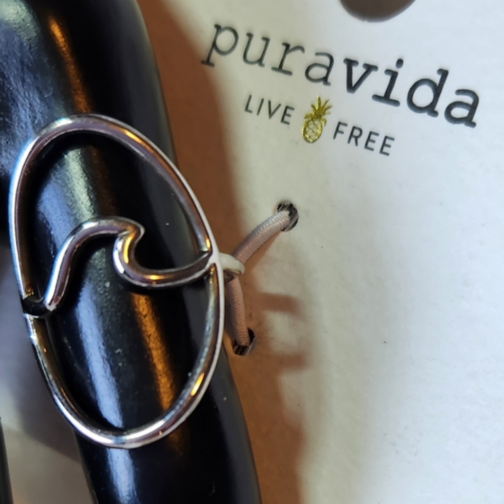 Pura Vida Large Wave Ring Silver Size 8 Jewelry Beach Summer Sun And Sand